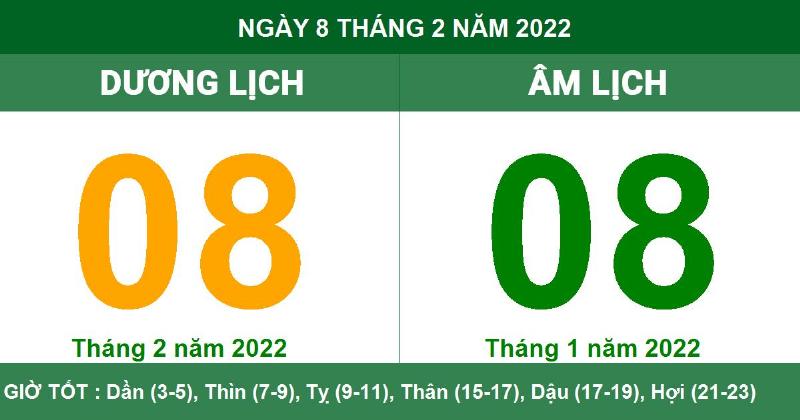 Cách xác định giờ đẹp ngày 8/2/2022