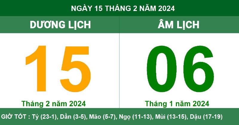 Lịch Âm Ngày 15/2/2024