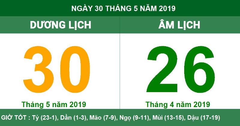 Lịch Âm Dương Ngày 26/4/2019