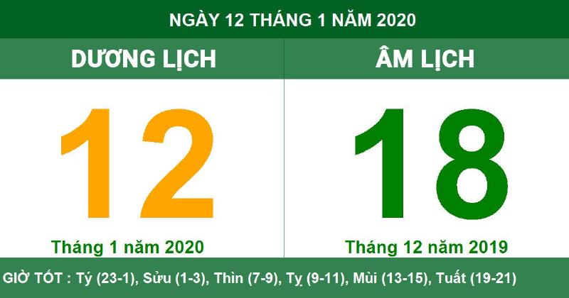 Thời điểm du lịch ngày 12 tháng 1 năm 2020