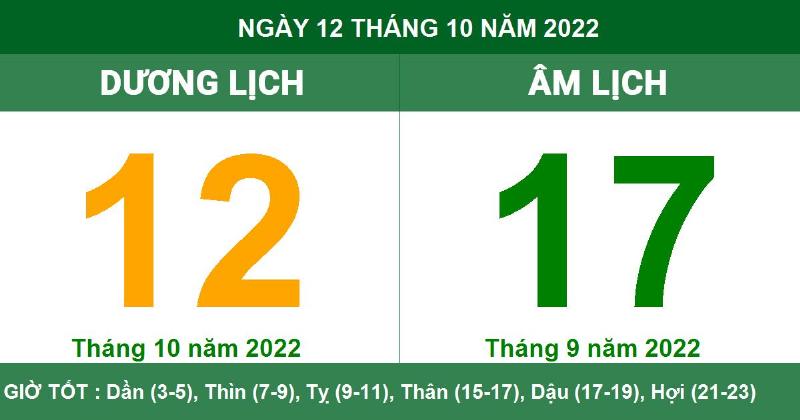 Ngày 12/9 Âm Lịch là Ngày Bao Nhiêu Dương Lịch 2022?