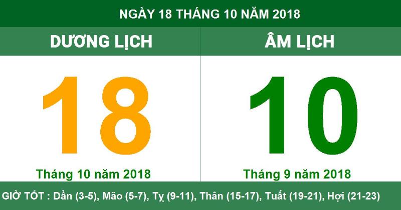 Ngũ hành và lịch âm tháng 10/2018